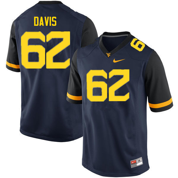 Men #62 Zach Davis West Virginia Mountaineers College Football Jerseys Sale-Navy